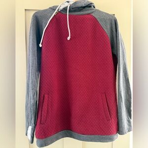 AMPERSAND AVE Cranberry and Gray Quilted Doublehoodie